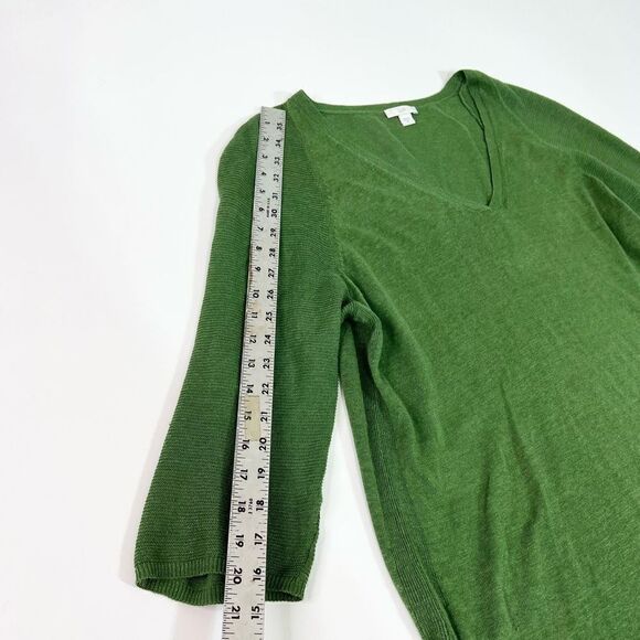 J.Jill Tunic Sweater Dress Women's Medium 3/4 Sleeve Linen Blend Two Side Slits - Picture 4 of 11